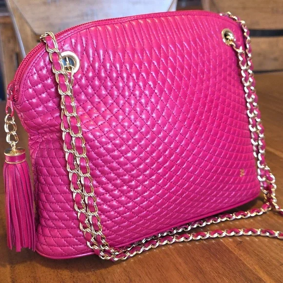 Bally Hot Pink Quilted Leather Shoulder Bag with Gold Chain - Picture 16 of 16